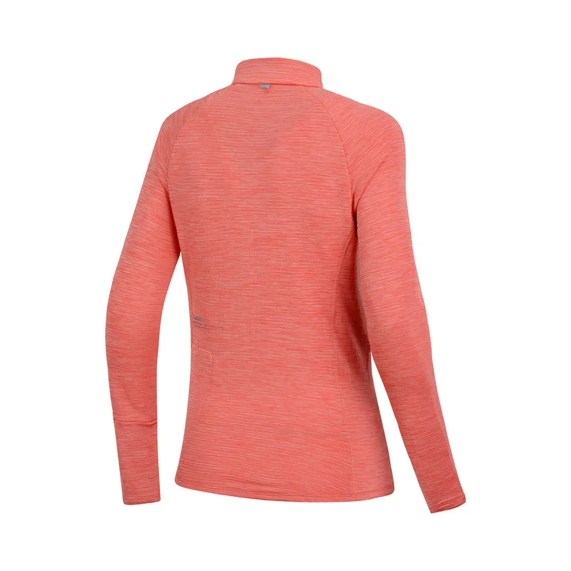 Li Ning Женская футболка для бега теплый флис длинный рукав стоячий воротник 95%