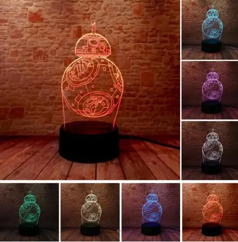 RGB 3D иллюзия светодиодный светильник Star Wars Jedi Leader Настольный фонарь светодиодный ночник детский мультяшный подарок 7 цветов градиент 3D лампа - Испускаемый цвет: 11