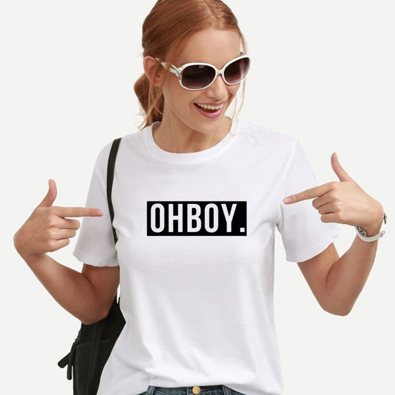 OHBOY OH красная женская футболка с буквенным принтом хлопковая Повседневная