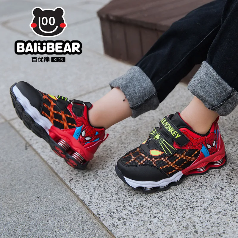 New Autumn Spring Children Shoes Spiderman Night Flash Sports Sneakers Light for Kids Children's Sneaker Boys boots Girls Есть