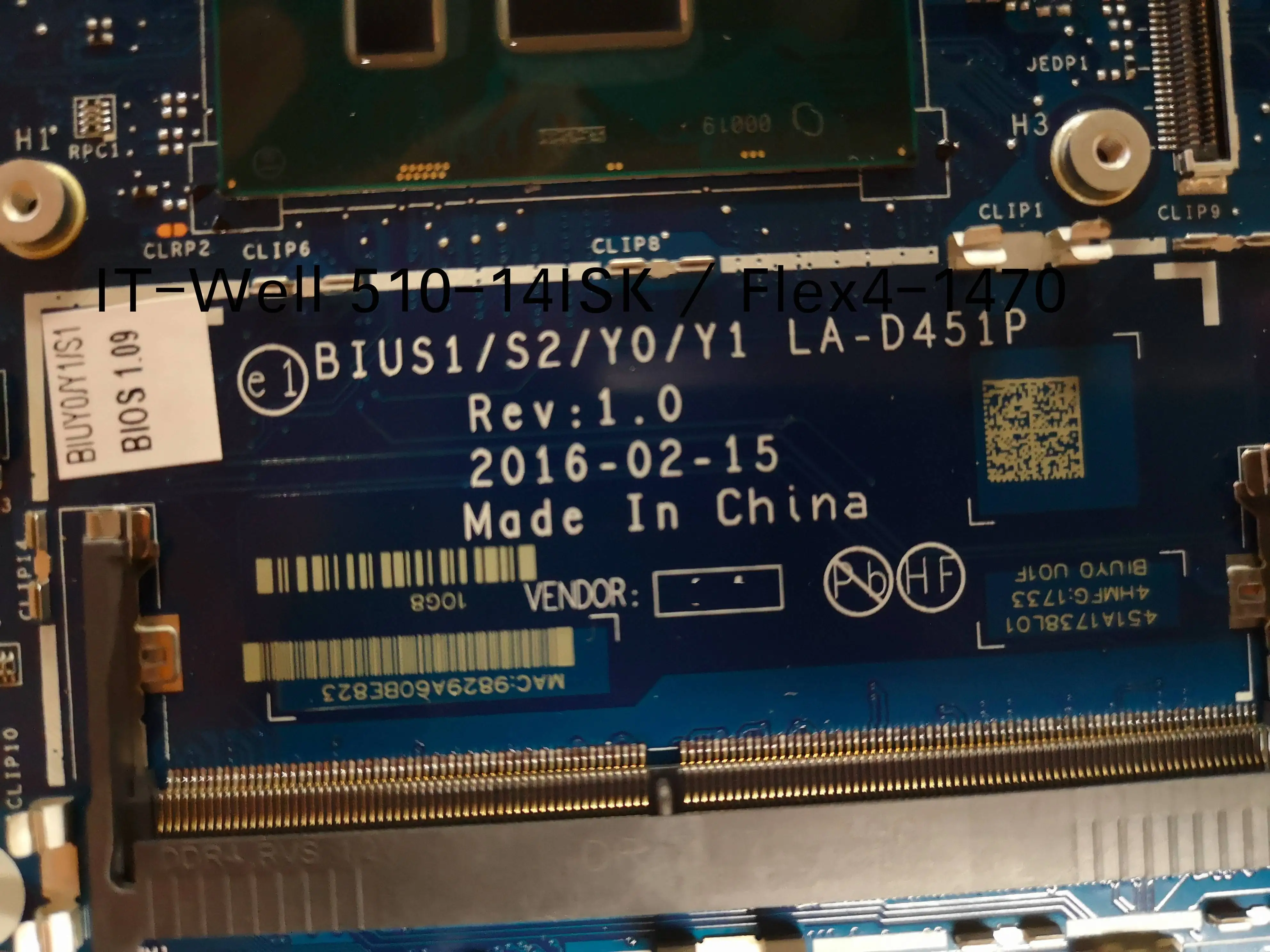 Материнская плата 5B20L45972 для ноутбука Lenovo Flex4-1470 Yoga 510 -14ISK BIUS1/S2/Y0/Y1 | Компьютеры и