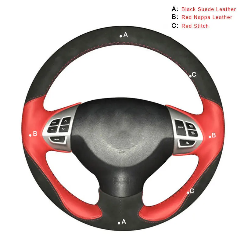 Suede and Nappa Автомобильная Оплетка на руль для Mitsubishi Lancer X 10 2007- Outlander 2006-2013 ASX 2010-2013 авто крышка колеса - Название цвета: Suede and Nappa