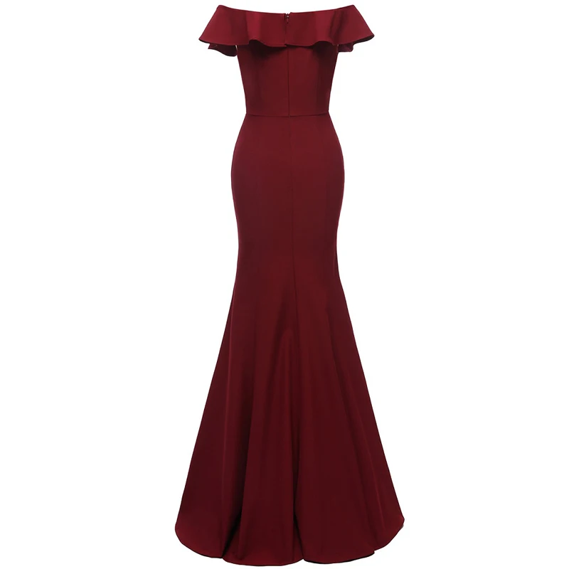 2019 Burgundy Lace Mermaid Long Bridesmaid Dresses Off The Shoulder A shoulder dress for Wedding Party Robe vestidos de fiesta | Свадьбы и