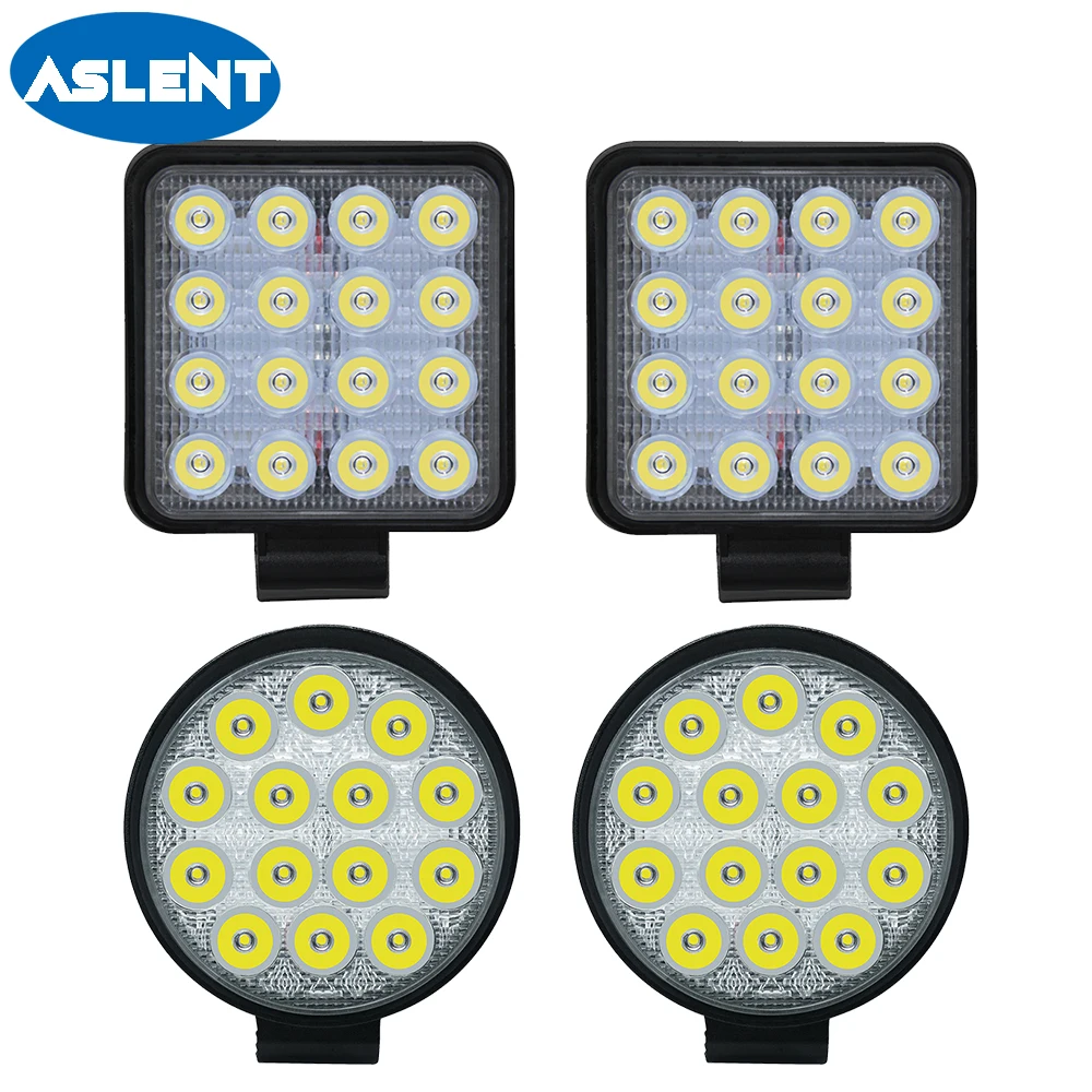 Aslent 4 дюймовый 12v 24v 27W 42 Вт 48 4800lm круглый светодиодный рабочий светильник бар пятно