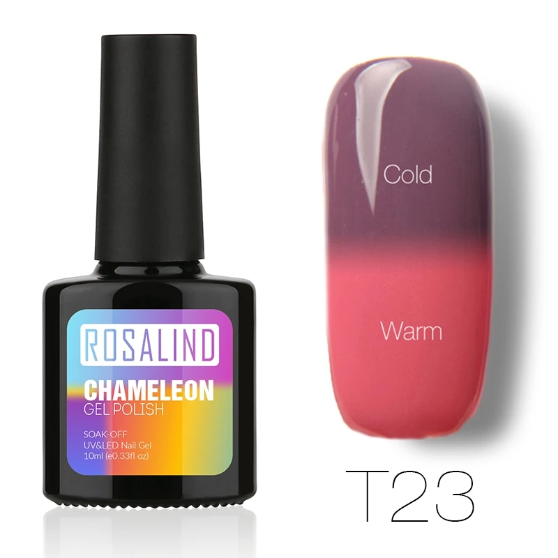 T23 ROSALIND гель 1 S P+ черная бутылка 10 мл хамелеон, изменяющийся от температуры T01-30 гель лак для ногтей Дизайн ногтей УФ светодиодный термогель - Цвет: T23