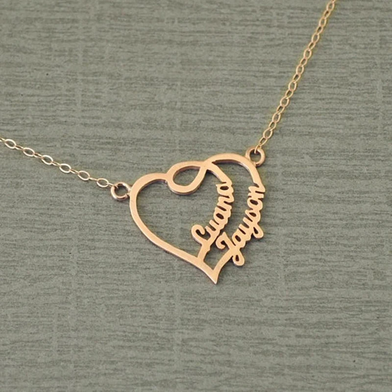 

Модные ювелирные изделия в форме сердца, персонализированное ожерелье с именем из нержавеющей стали, индивидуальное женское ожерелье с любым именем, лучший подарок для семьи