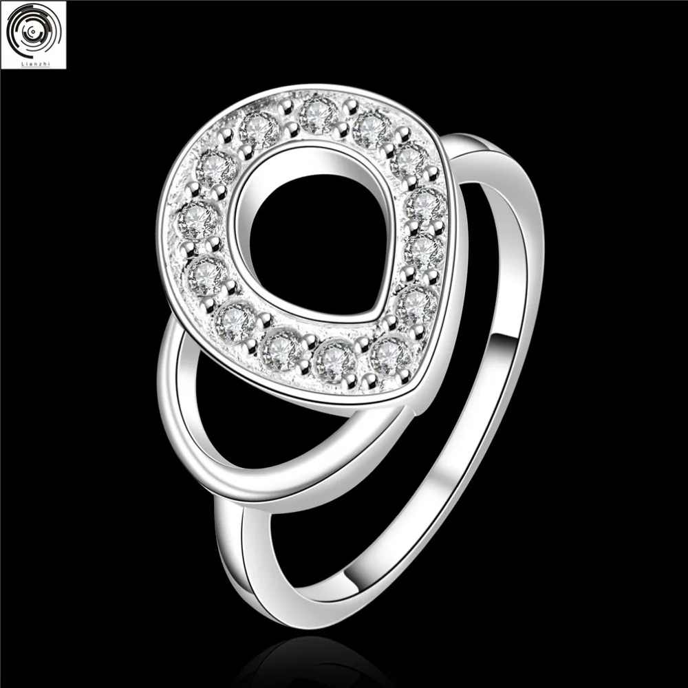 LianZhi Plating silver water droplets zircon contracted ring R559-8 LKNSPCR559-8 | Украшения и аксессуары