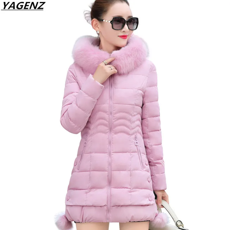 Женская парка с капюшоном и меховым воротником Толстая теплая хлопковой