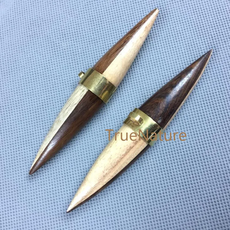 Двойной рожок кулон деревянный Рог подвески латунный браслет очарование с одним