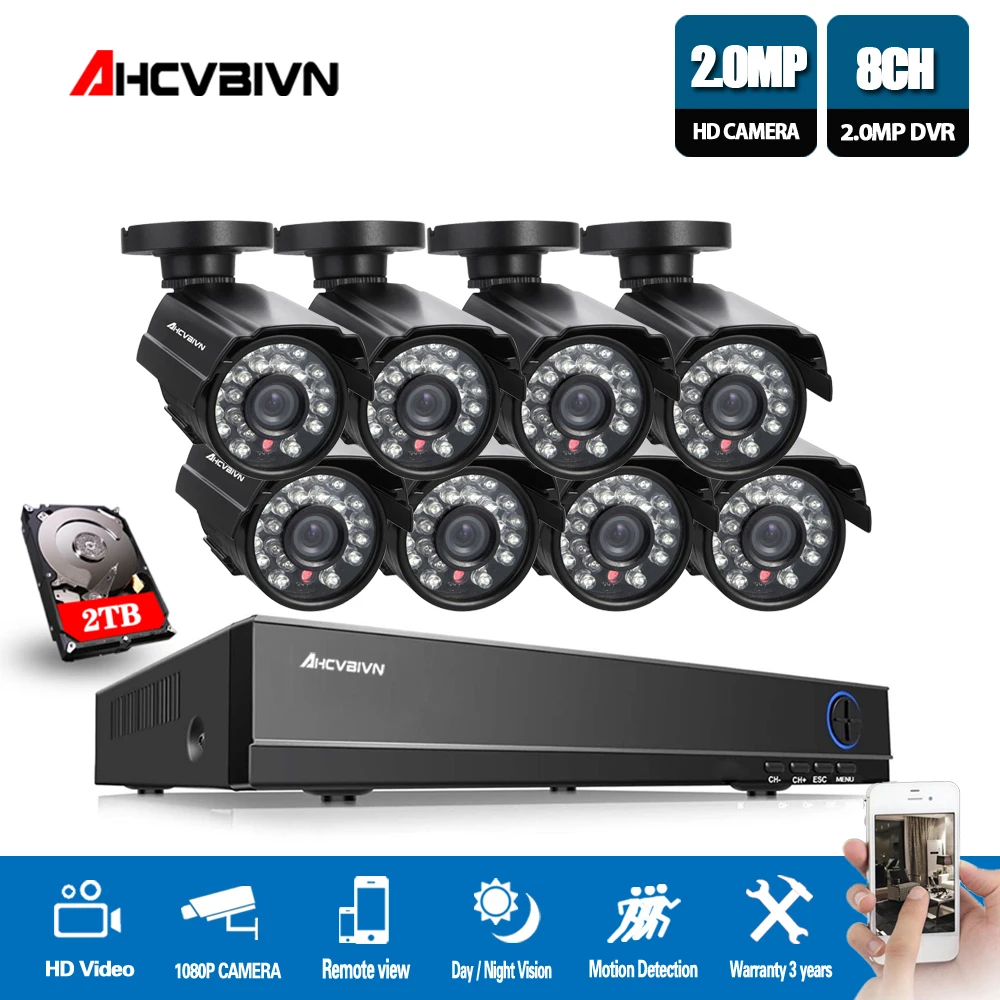 AHCVAHDN 8CH 1080P AHD DVR CCTV 1080p HDMI w 8 шт. 720P 3000TVL IR Camera комплекты системы безопасности|Система