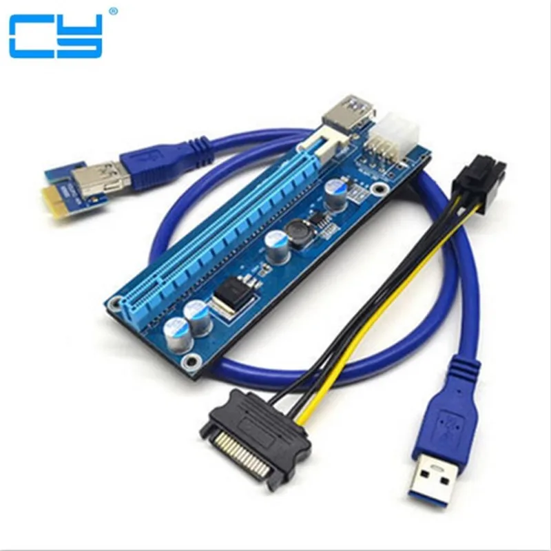 10 шт./лот PCIe 1x до 16x PCI Express Райзер карта USB 3.0 e Удлинительный адаптер с кабелем