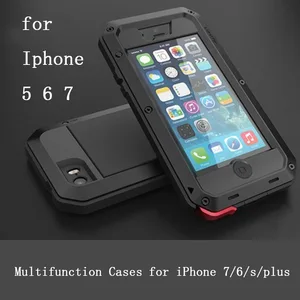 full body waterproof metal extreme shockproof military heavy duty tempered glass cover case skin for iphone 8 6 7 4 7plus 5 5 free global shipping