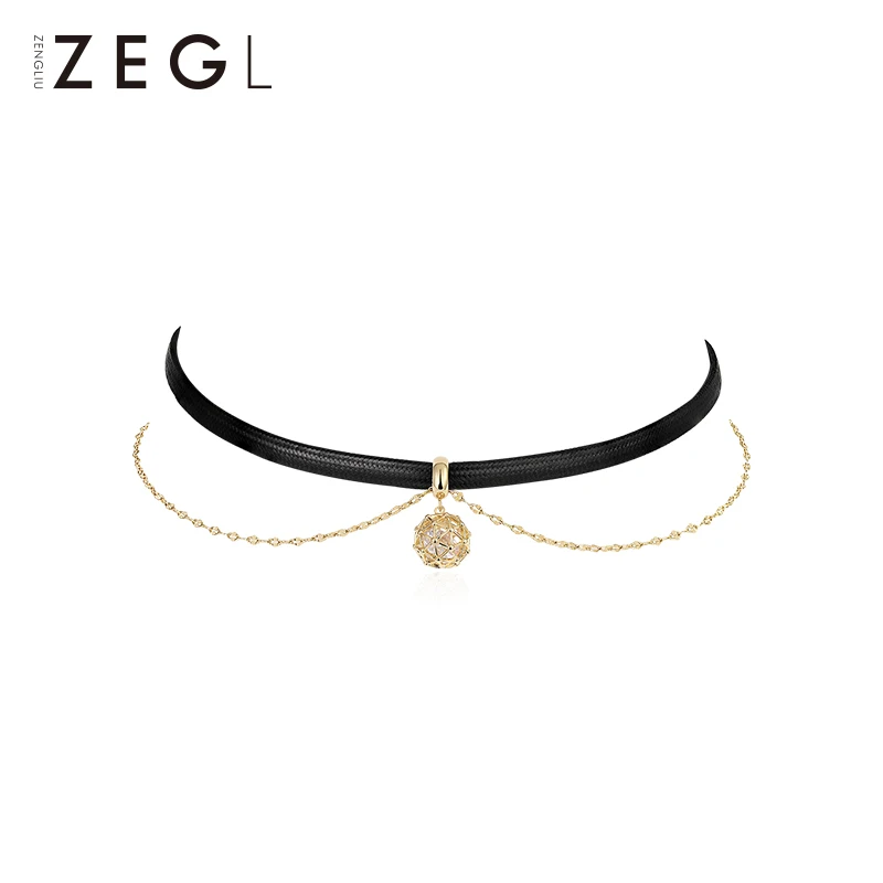 Женское Двухслойное ожерелье ZEGL черная короткая цепочка на шею с цепочкой до