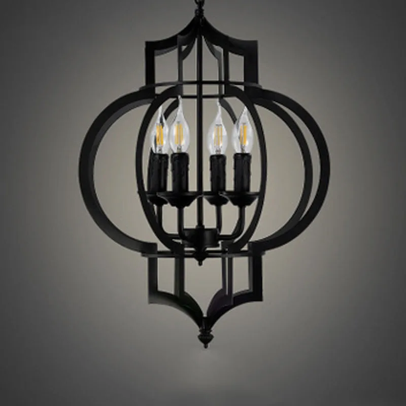 Ретро черная железная лампа люстра для гостиной оптовая продажа креативные