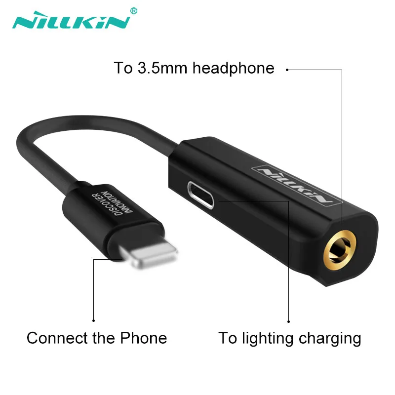 NILLKIN адаптеры для телефонов конвертеры iPhone 7 8 Plus X Xr Xs Lighting To 3 5 мм AUX кабель Jack