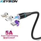 Магнитный кабель KEYSION 5A для iPhone, Type-C, магнитное зарядное устройство, кабель Micro USB C для зарядки и передачи данных, кабель для телефона Huawei, Xiaomi