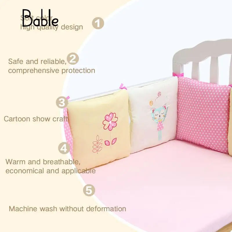 

6Pcs/Set Baby Crib Cot Bumper Cushion Infants Bedding Safety Breathable