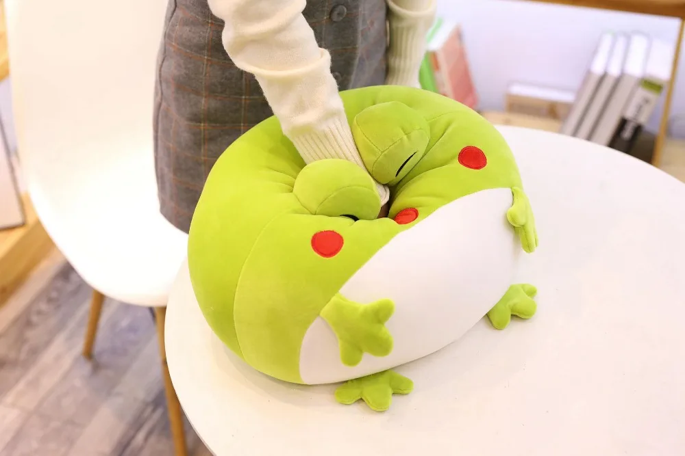 35cm Cute Expression Frog Plush Toy Soft Cartoon Animal Frog Stuffed Doll Sofa Bed Pillow Cushion Household Items Kids Best Gift