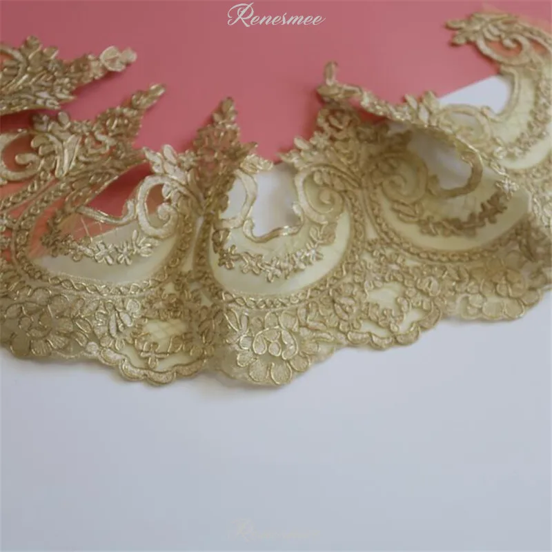 1Yard Light Gold Cord Embroidery Lace Trim for Bridal Wedding Gown Costume Design Mesh 23cm SX344 | Дом и сад