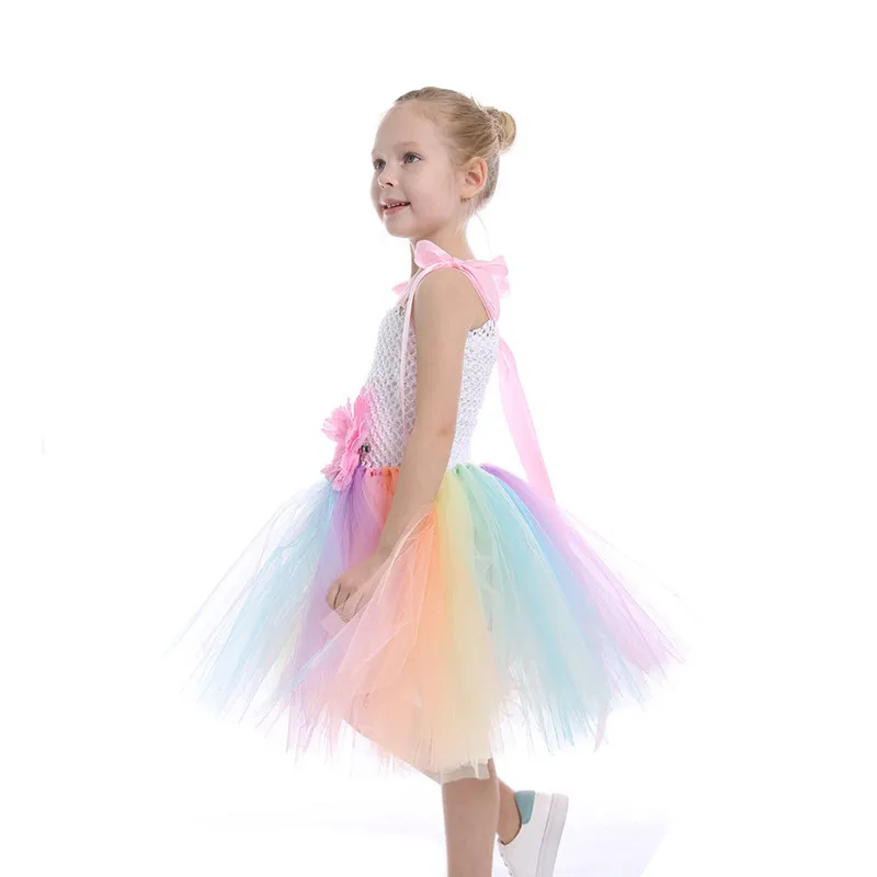 Children Girl white Color Tutu Dress Princess Halloween Dresses Little Girls Up Fancy Tutus Baby Christmas Clothing | Детская одежда и