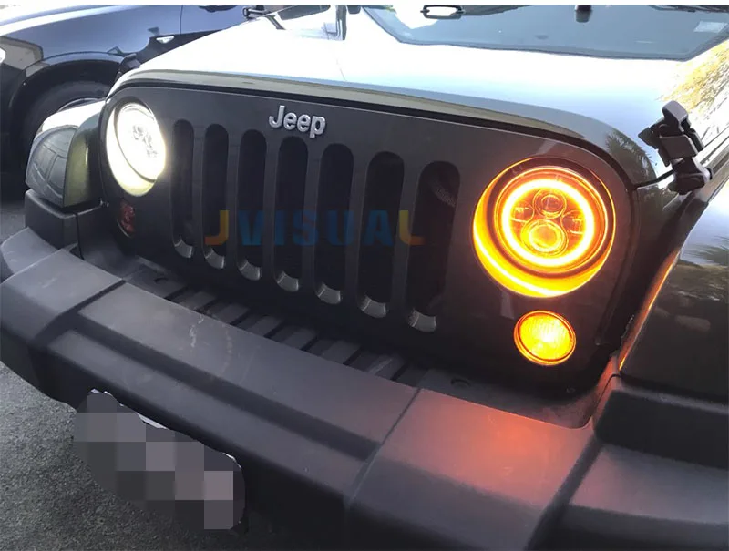 7-дюймовый светодиодный комплект для фар " светодиодный фонарь H4 для Jeep с угловым глазом для Jeep Lada Niva Toyota UAZ 4x4