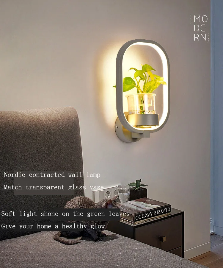 

Creative plants Nordic wall lamp wrought iron wall bedroom bedside balcony corridor flower shop wall lamp
