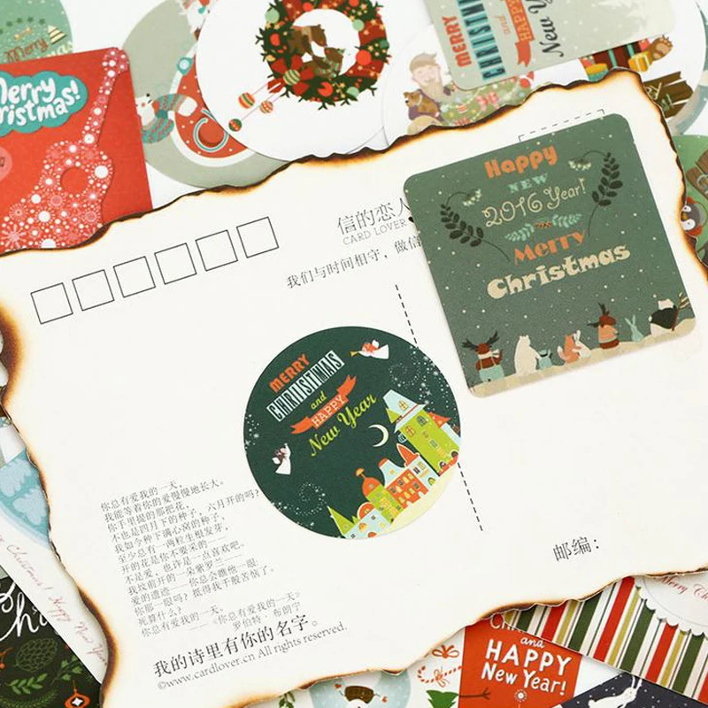 

46 pcs/ box Christmas greeting mini paper sticker decoration DIY diary scrapbooking seal sticker kawaii stationery