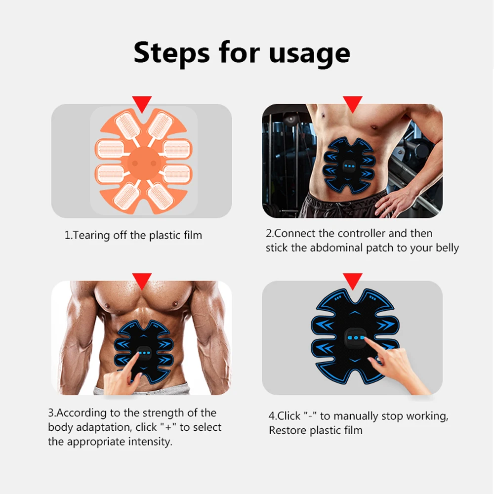 

Rechargeable EMS Stimulation Pads Fitness Abdominal Muscle Trainer Fat Burning Exercises Slimming Belt Bodybuilding Sticker