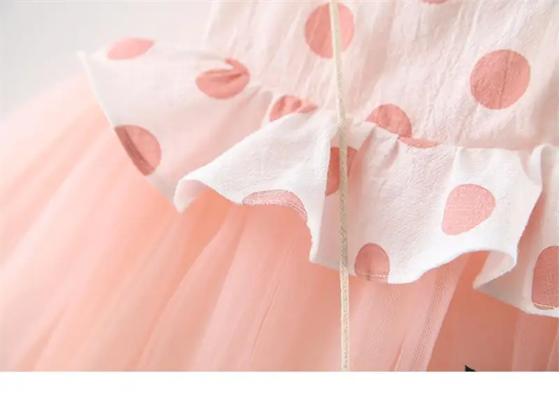 Детские платья Новинка лета 2019 милое Сетчатое платье в горошек для девочек 6 24