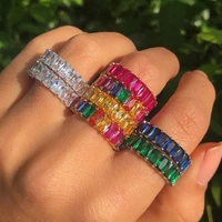 wedding rings 2019 rainbow baguette cubic zirconia cz filled band ring for women usa hot selling drop shipping female jewelry