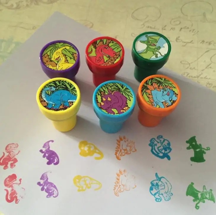 6 шт./партия Kawaii динозавр Inked Детские штампы ремесла забавные поставляются