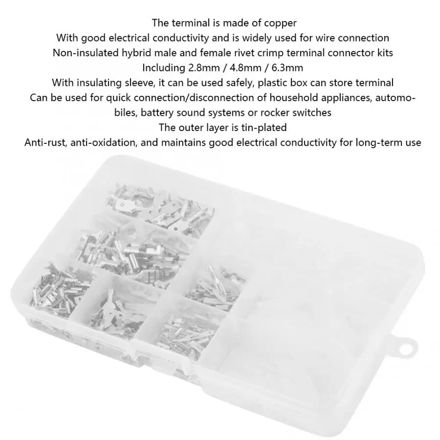 Винтовые клеммы 270 шт. штекерные и женские для проводов обжимные соединители