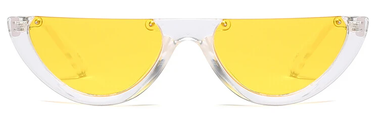 transparent yellow Крутые полу оправы узкие солнцезащитные очки для женщин индивидуальность модная рамка кошачий глаз солнцезащитные очки Женские Красочные UV400 - Цвет линз: transparent yellow