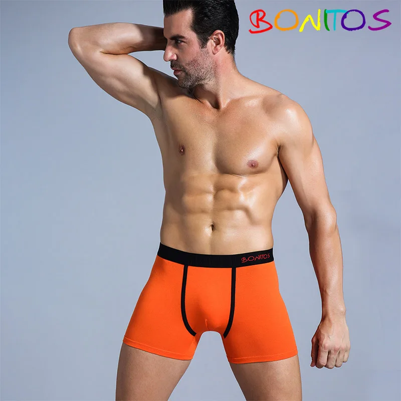 BONTIOS мужские трусы хлопок трусы мужские боксеры семейные boxer men Удобные шорты нижнее белье Calvin men underwear боксерки европейские размеры boxers спортивные нижнее белье мужское воздухопроницаемый men boxer - Цвет: B2 Orange