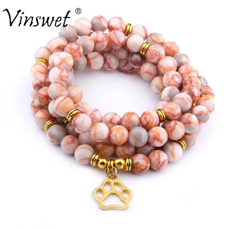 Модный женский браслет или ожерелье из натурального камня Агата 108 Mala Beads амулет