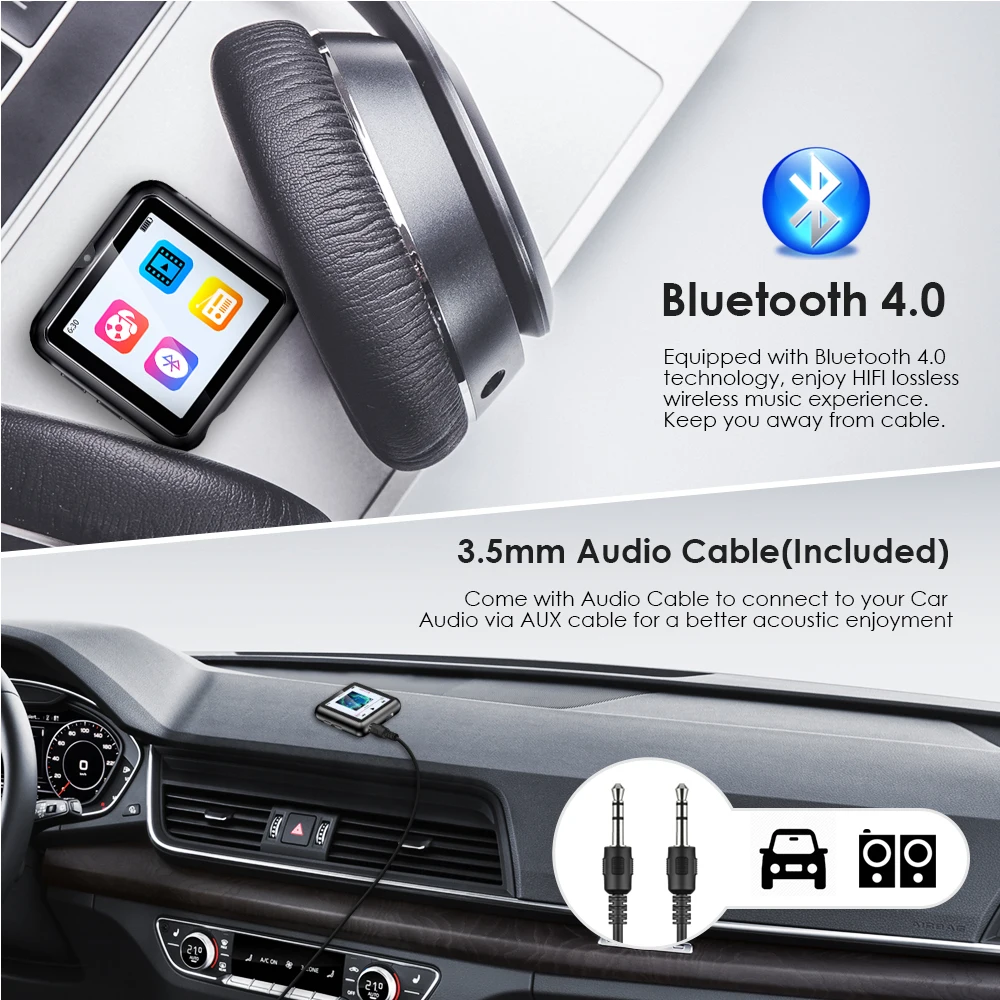 Портативный bluetooth 8 Гб mp3-плеер с Bluetooth fm-радио HiFi музыкальный плеер высоким