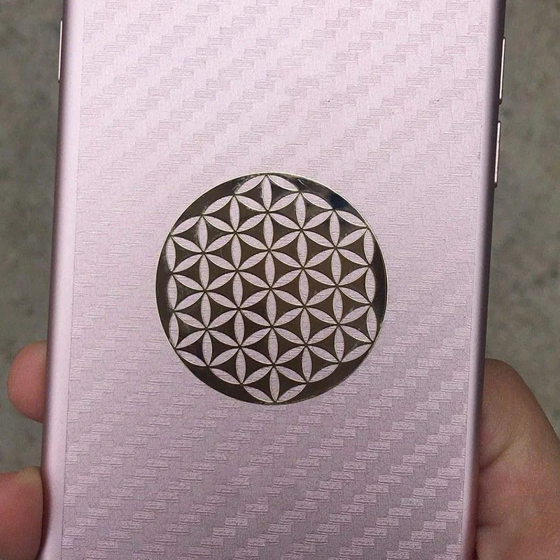 4 pieces set of flower of life new metal energy decoration sticker mobile phone case back sticker cup sticker free global shipping