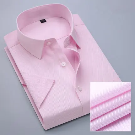 High Quality Striped Twill Casual Business Dress Shirts Short Sleeved White Collar Design Style Wedding 5XL 6XL 7XL 8XL Shirt