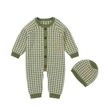 82W530 Khaki Комбинезон для маленьких девочек; комбинезоны с длинными рукавами; одежда; сезон осень-зима; цельнокроеная Одежда для новорожденных мальчиков; детские вязаные наряды - Цвет: 82W530 Khaki