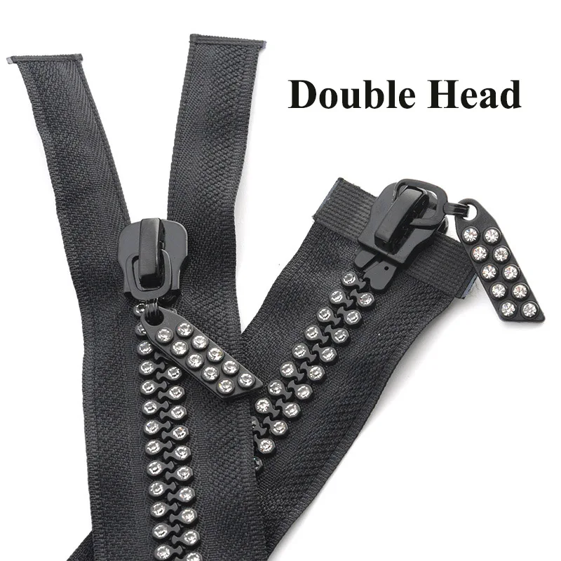 double head Meetee 10#60/70/80 см один двойной слайдер застежки-молнии смолаы открытого типа со стразами Блестящие сумочки Костюмы Декор Шить Аксессуары для рукоделия AP641 - Цвет: double head