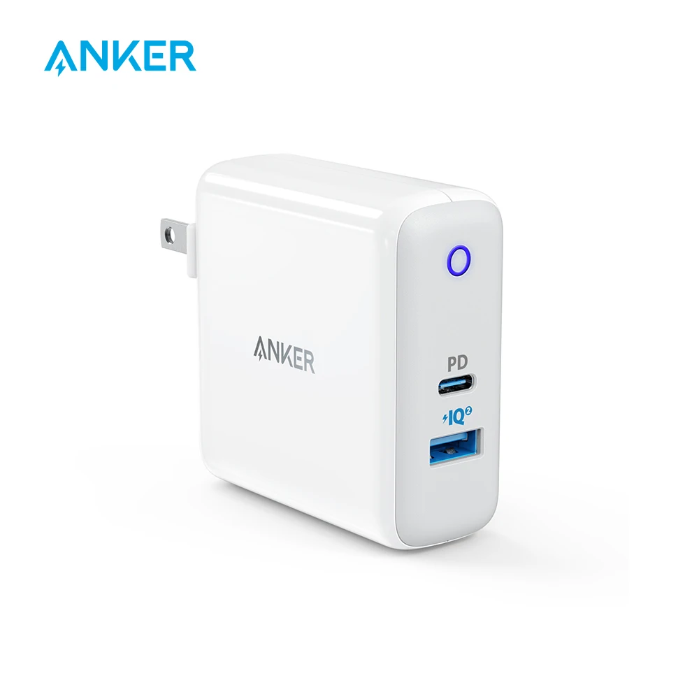 Anker двойной порт 49,5 Вт USB C настенное зарядное устройство, порт питания II с питанием для iPhone iPad MacBook, мощность IQ 2,0 для S9/S9+/S8 и т. Д