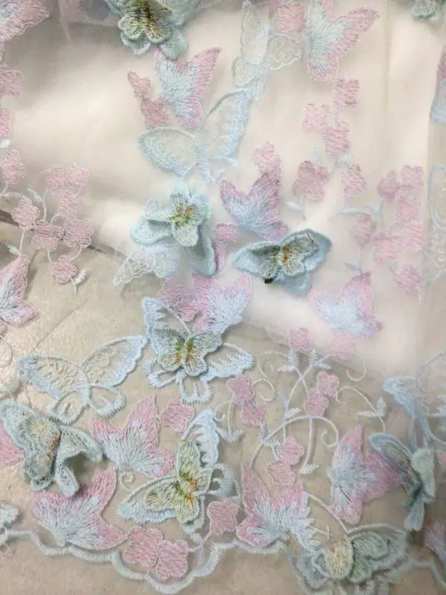 Южная Корея 3D трехмерный цветок Сеть пряжа Переводные картинки с бабочками многоцветная вышивка кружева Европа и США