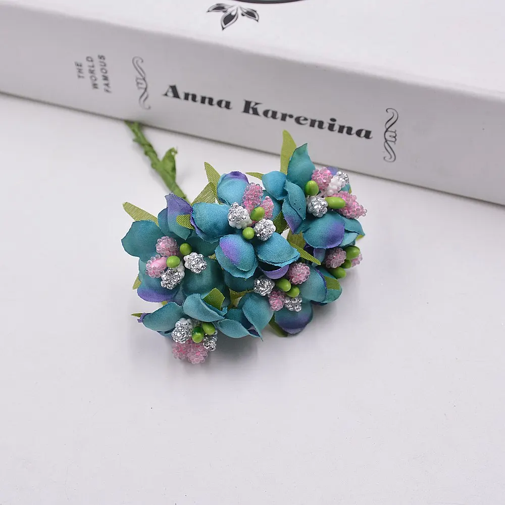 Tiffany Blue 6 шт./лот, маленькие полевые цветы, тычинки, бутон для чая, искусственные цветы для свадьбы, автомобиля, украшения дома, скрапбукинг, сделай сам, товары для рукоделия - Цвет: Tiffany Blue