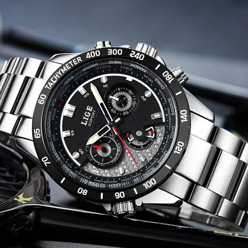 Relojes LIGE Мужские часы Роскошные Брендовые мужские военные спортивные светящиеся