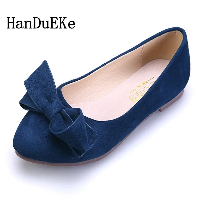 HanDuEKe 2018 Lovely Лук свиньи замши плоские кожаные туфли Для женщин весенние