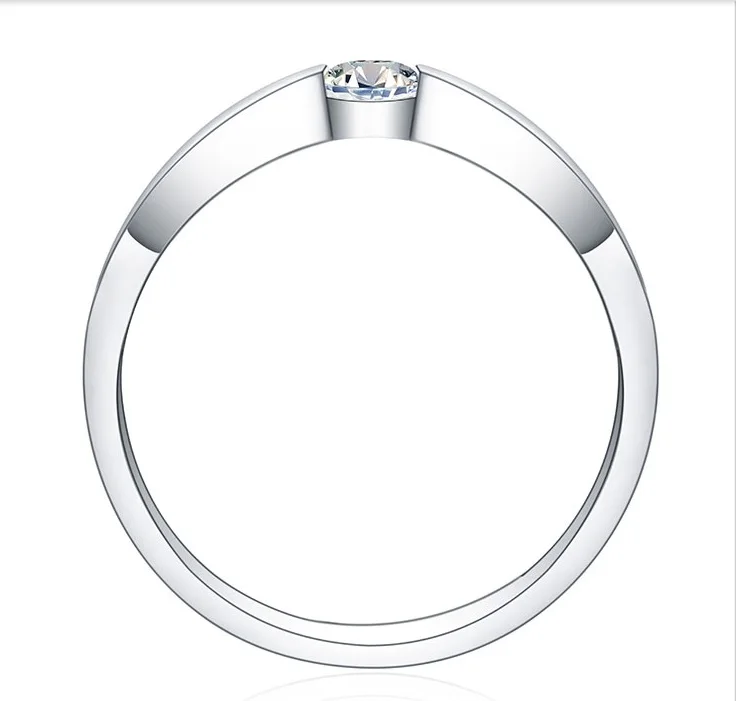 Простое кольцо для пасьянса Her & him 0.25Ct 4 0 мм Тест положительное Moissanite тест