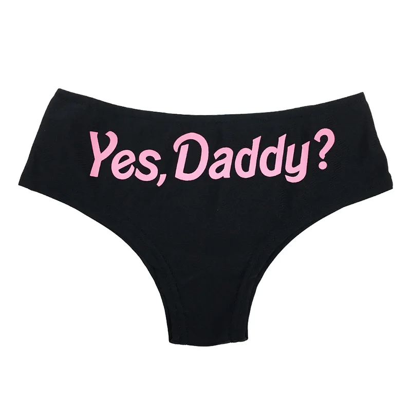 Black-Pink DOMI Yes Daddy с буквенным принтом женские трусики Смешные стринги Нижнее белье Трусики T стринги трусики нижнее белье женские трусы - Цвет: Black-Pink
