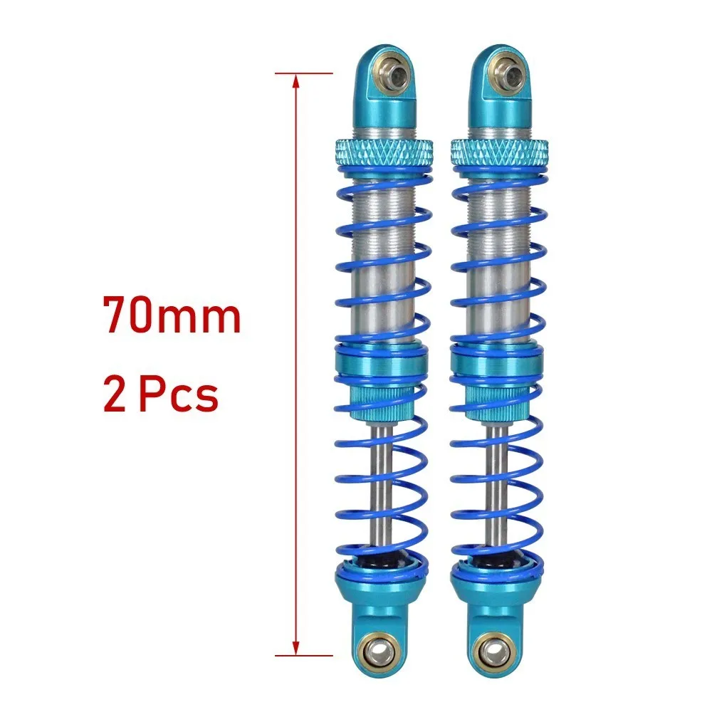 70mm 2pcs Масляный Регулируемый 80 мм, 90 мм, 100 мм, 110 мм, 120 мм, металлический амортизатор для 1/10 Rc автомобилей, запчасти для грузовиков, гусеничный осевой Scx10 Trx4 D90 - Цвет: 70mm 2pcs
