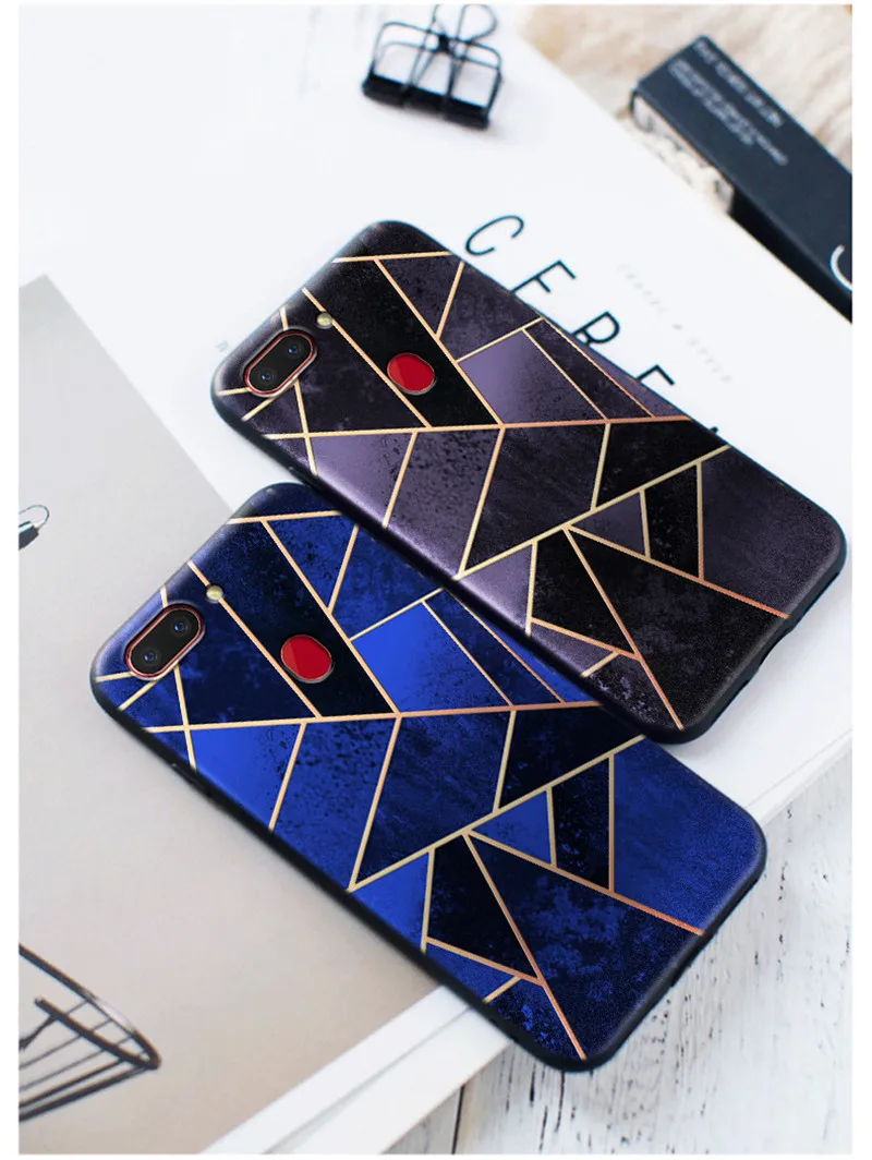 Винтаж рельеф чехол для телефона Oppo R15 Pro матовая ТПУ красочные геометрические