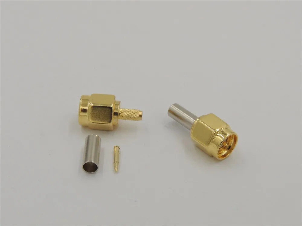 

Латунь золотое покрытие PTFE SMA штекер Джек прямой обжимной разъем для RG174 RG316 LMR100 кабели